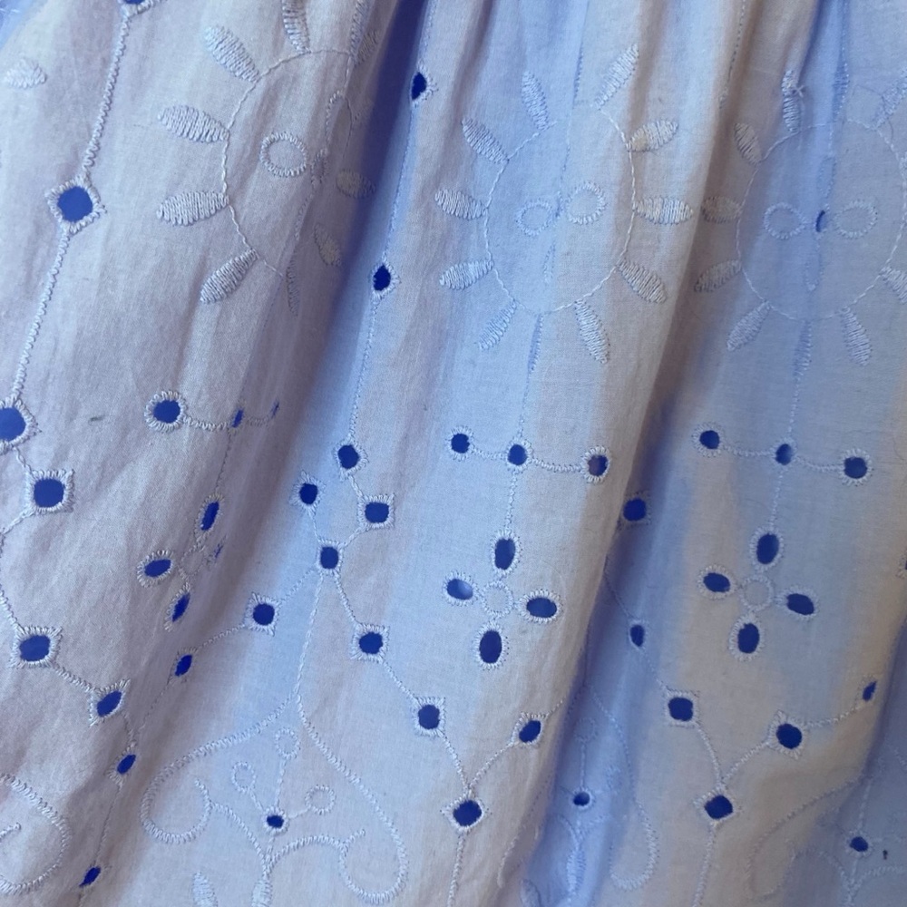 LOFT blue eyelet smocked neck blouse - Picture 7 of 7